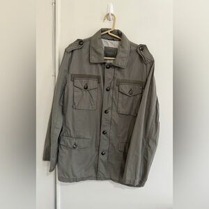 Oviesse men's grey field jacket utility-style button-flap pockets size XL